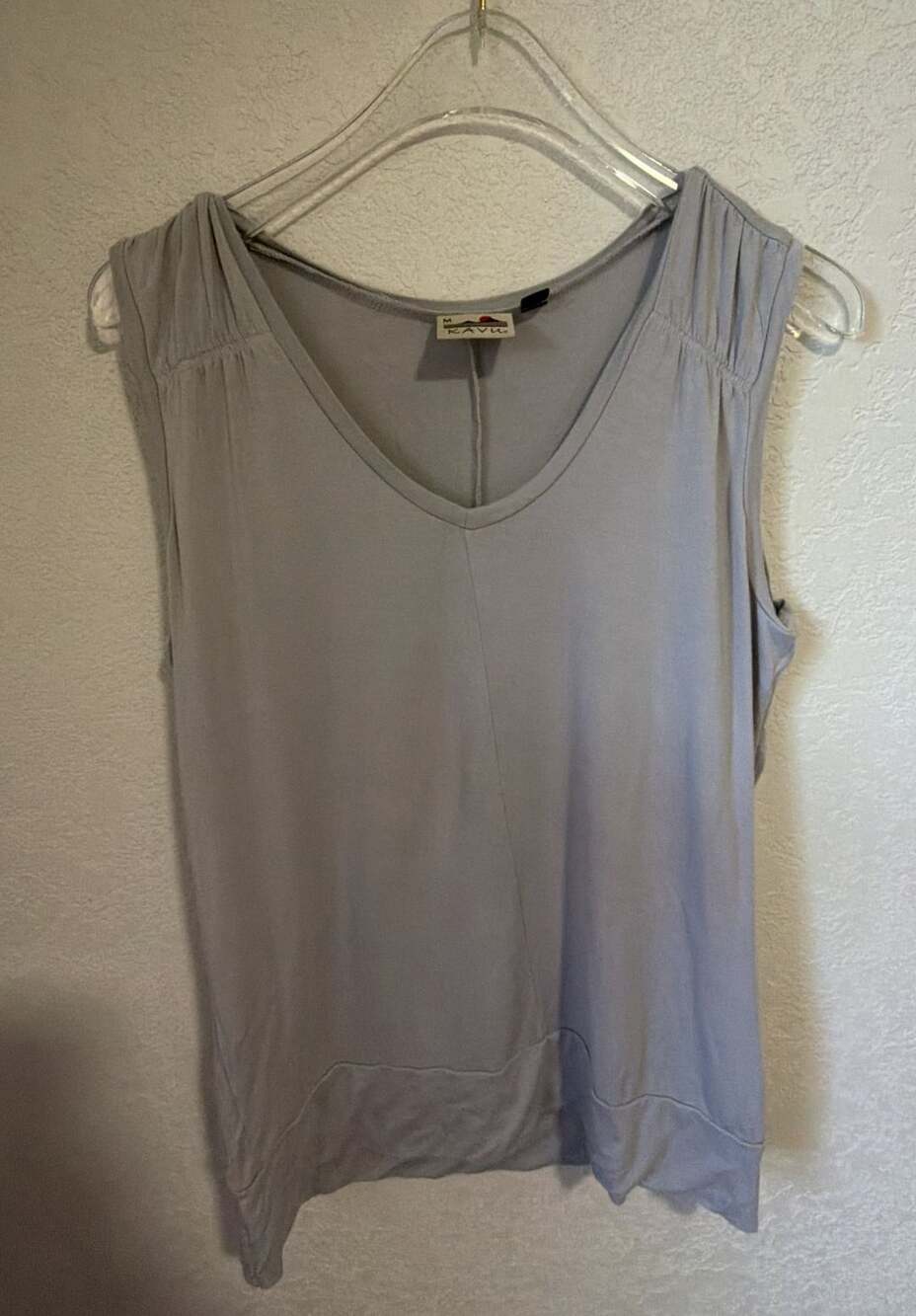 Kavu Sleeveless Tank Top Size M Gray Modal Spandex V-Neck